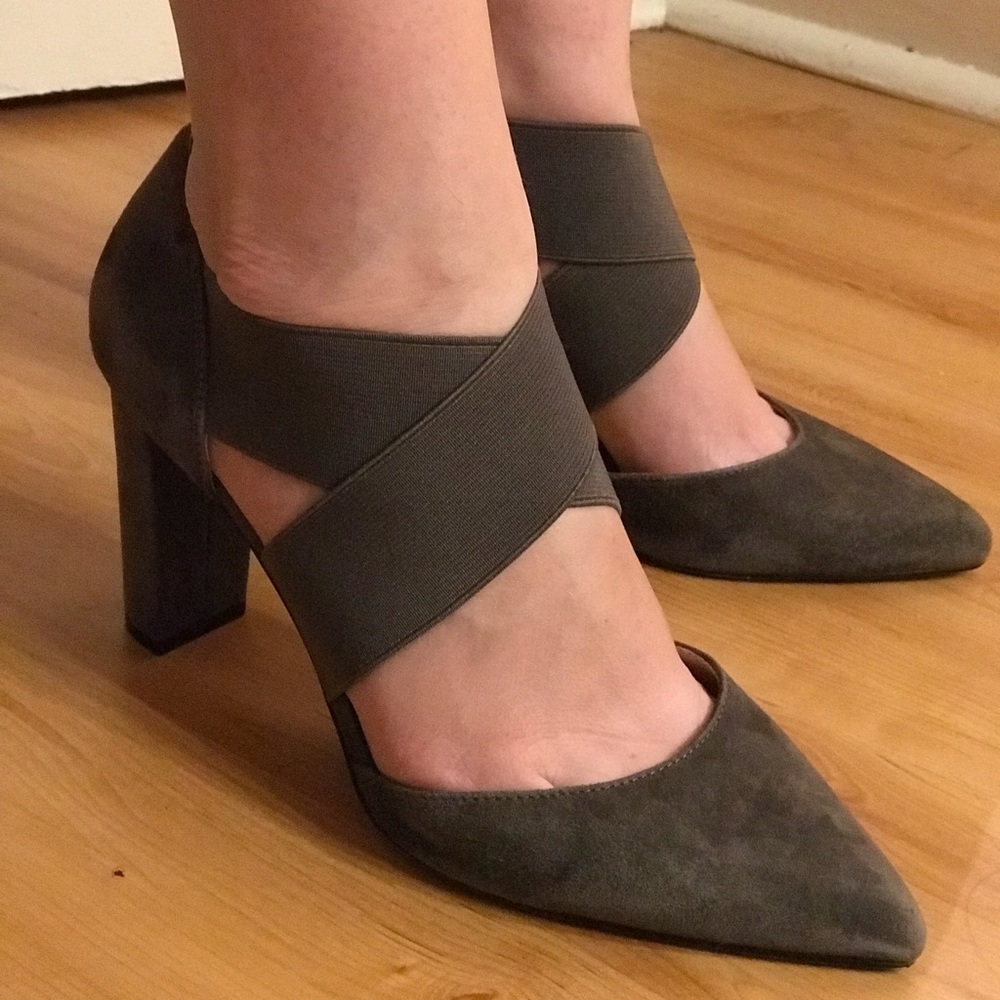 Adrienne Vittadini Nancele Crisscross Suede Pumps